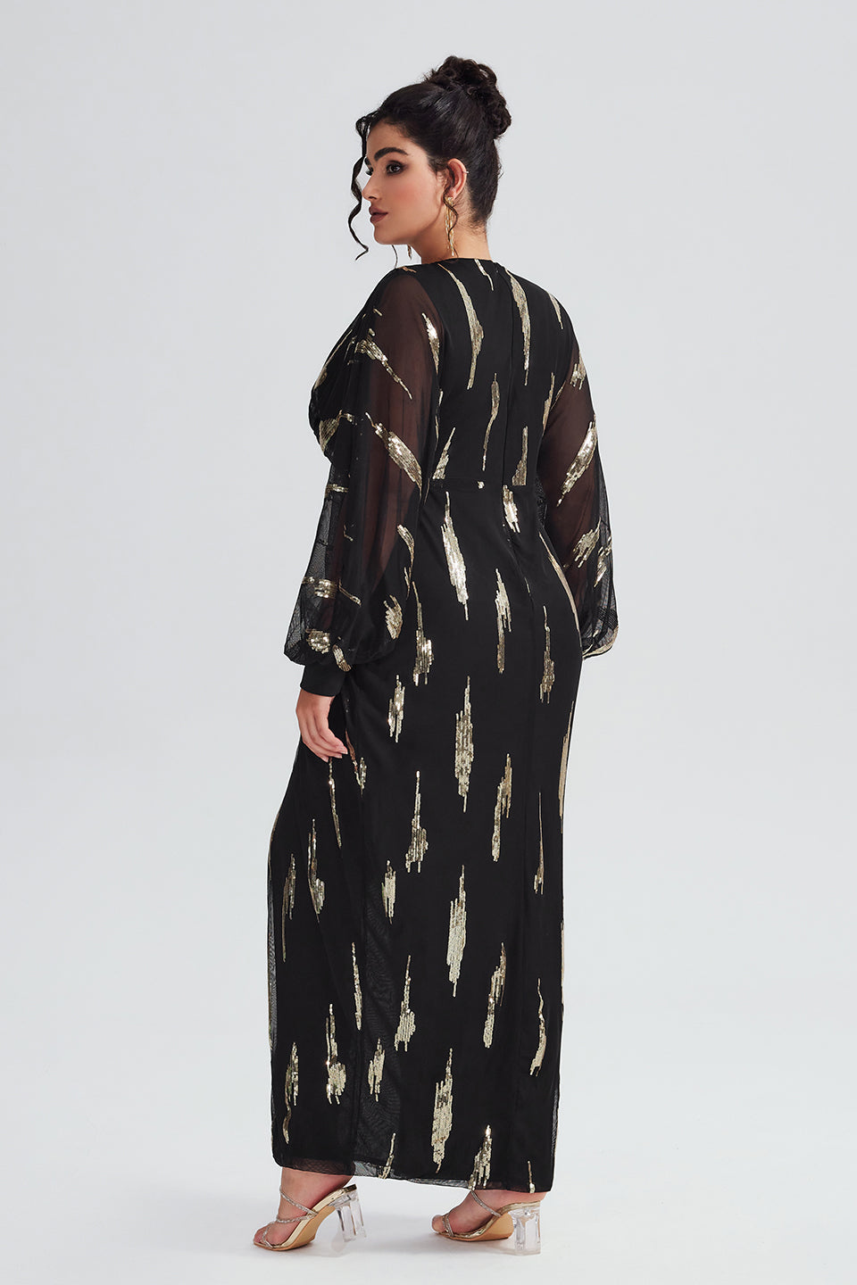 Taya-Curvy Mesh-Kleid mit V-Ausschnitt