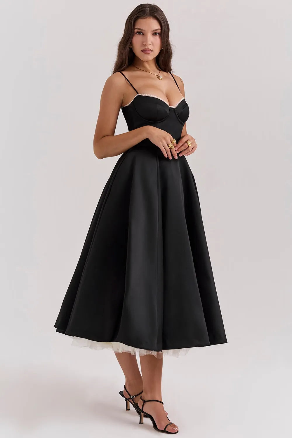 SELENE MIDI-KLEID - SCHWARZ