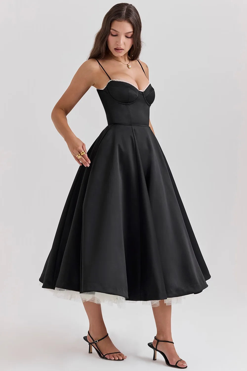 SELENE MIDI-KLEID - SCHWARZ