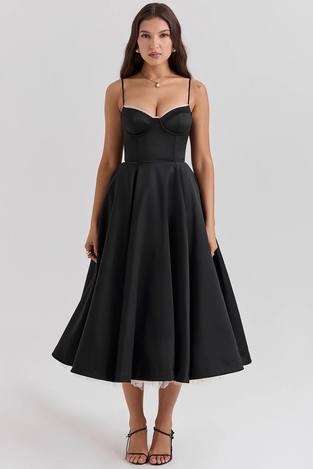 SELENE MIDI-KLEID - SCHWARZ