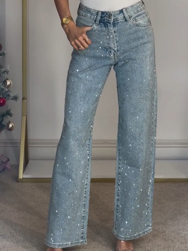 Zoë-  Diamanté Gerade Jeans