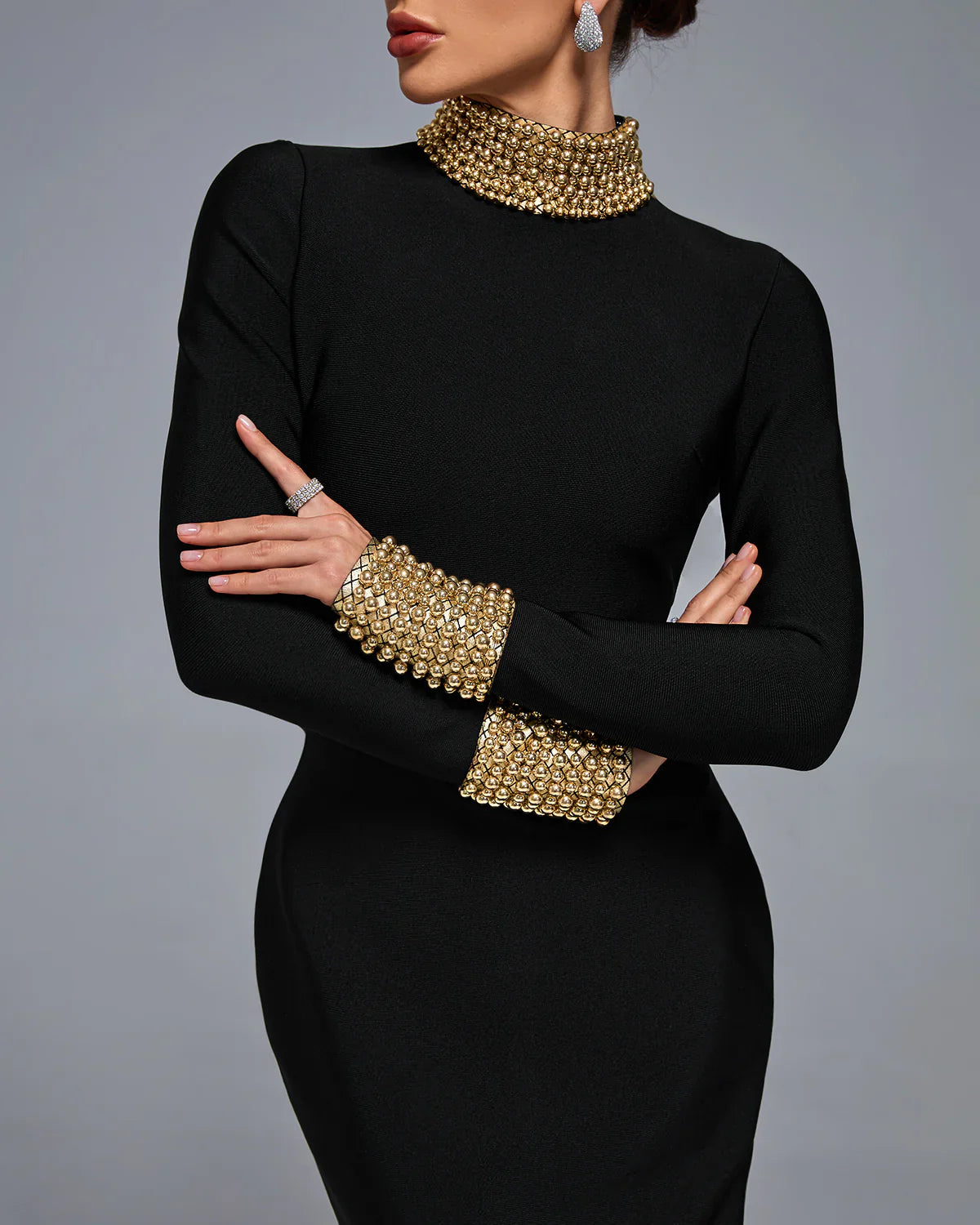 Safa-  Perlenstickerei  Bandage Lange Kleid