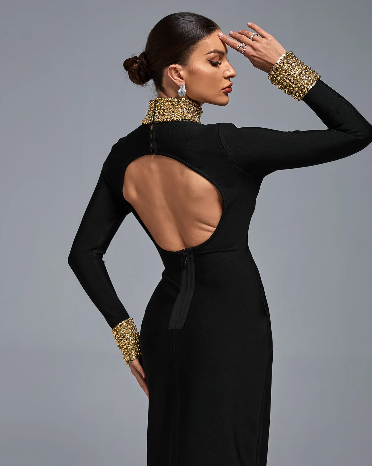 Safa-  Perlenstickerei  Bandage Lange Kleid