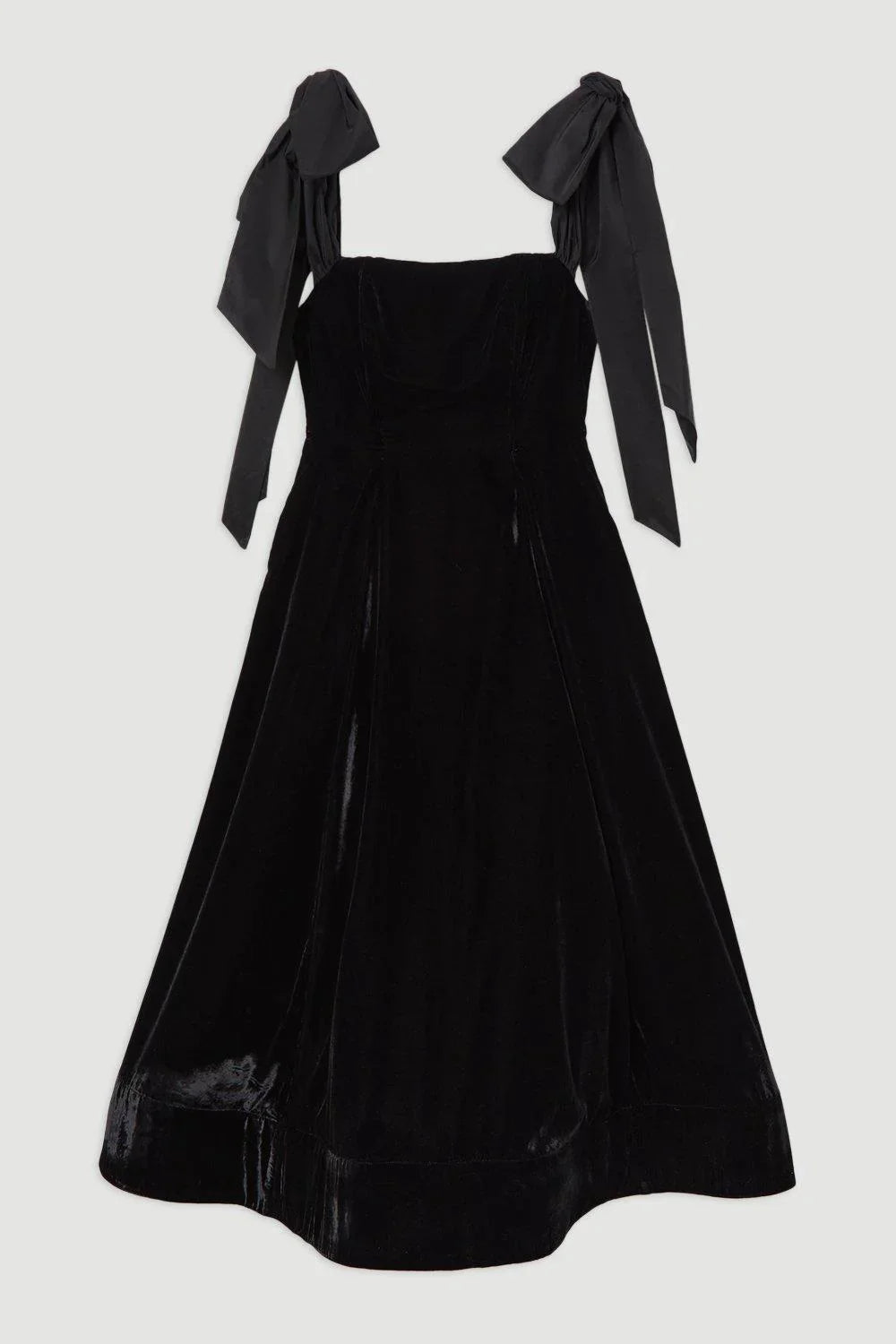 Tara- Samt Strapless Strick Midi Kleid