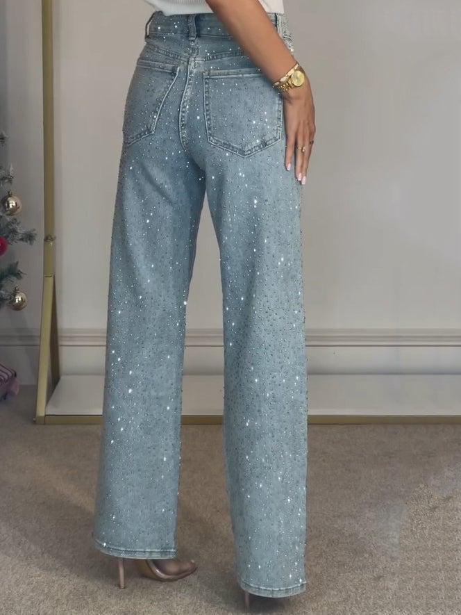 Zoë-  Diamanté Gerade Jeans