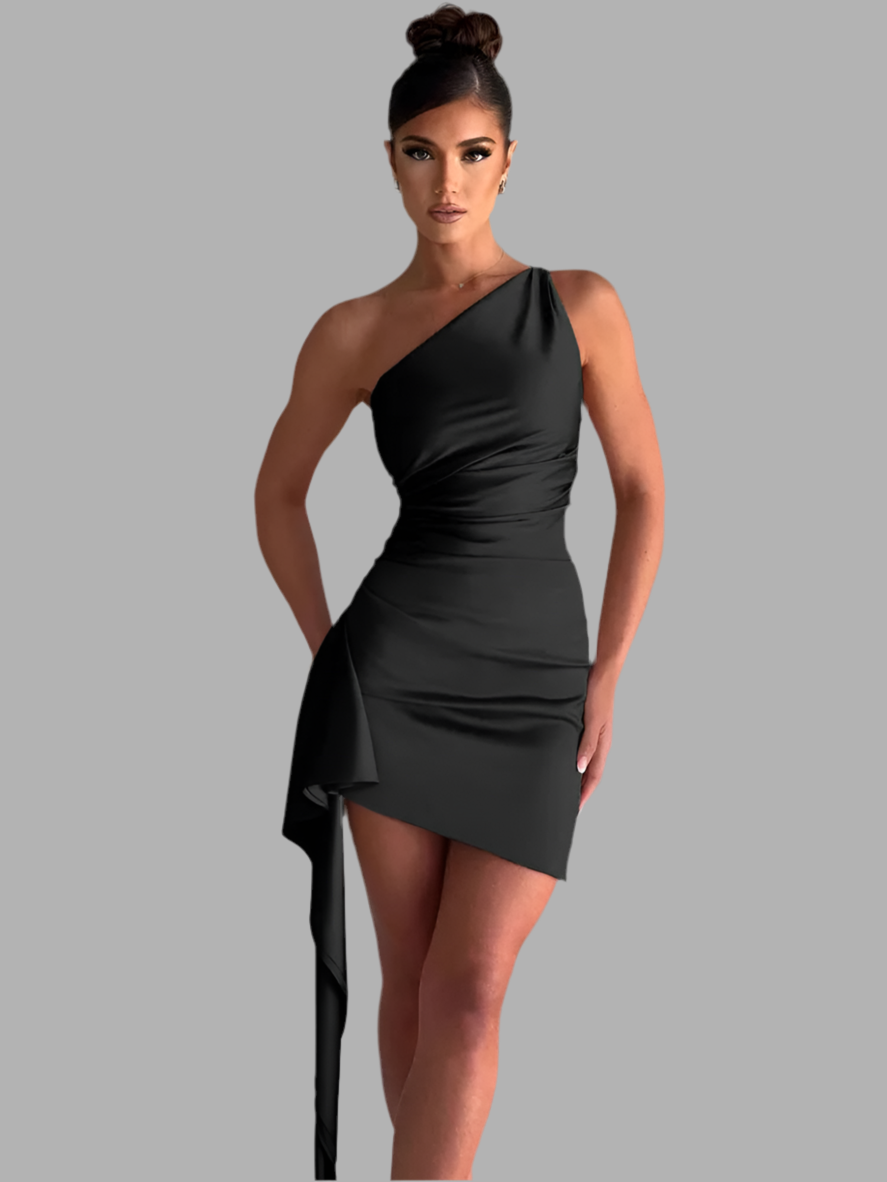 Lisa- Schräg Schulter ärmelloses Kleid