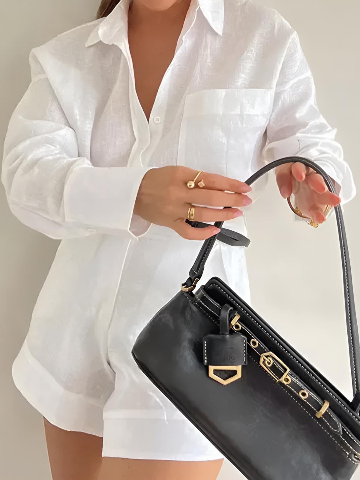 Längerärmeliges lockeres Shorts-Set