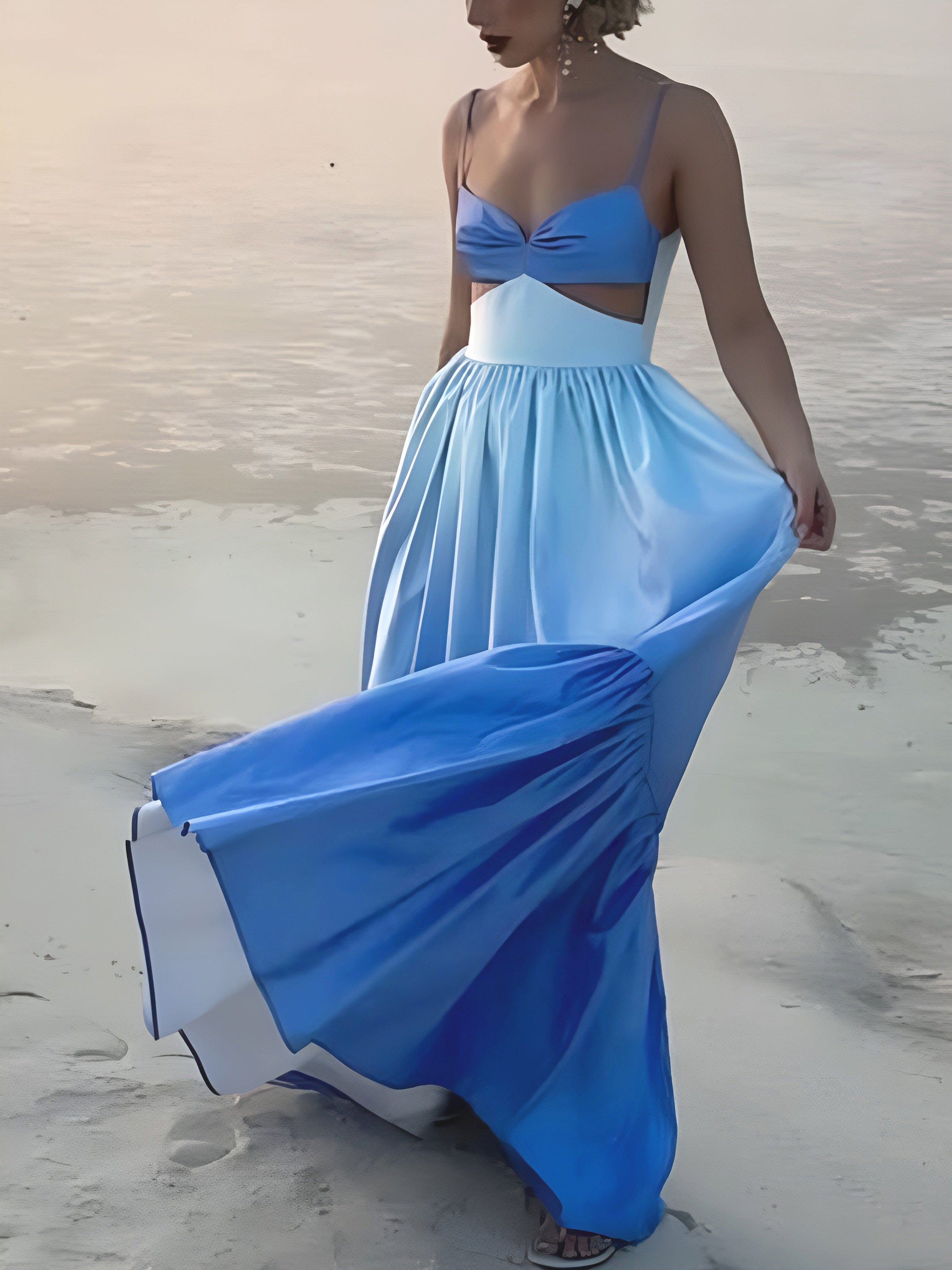 Rückenfreies Cutout-Cami-Langkleid