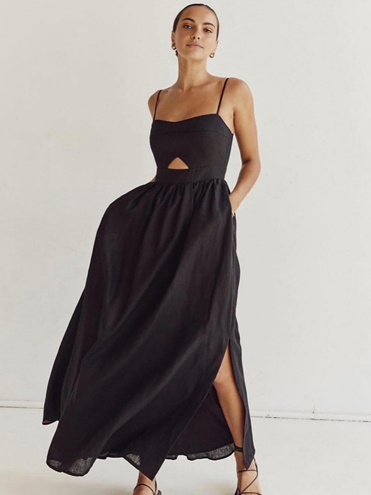 Zenata-l Sleeveless Kleid mit Taschen und Ausschnitten