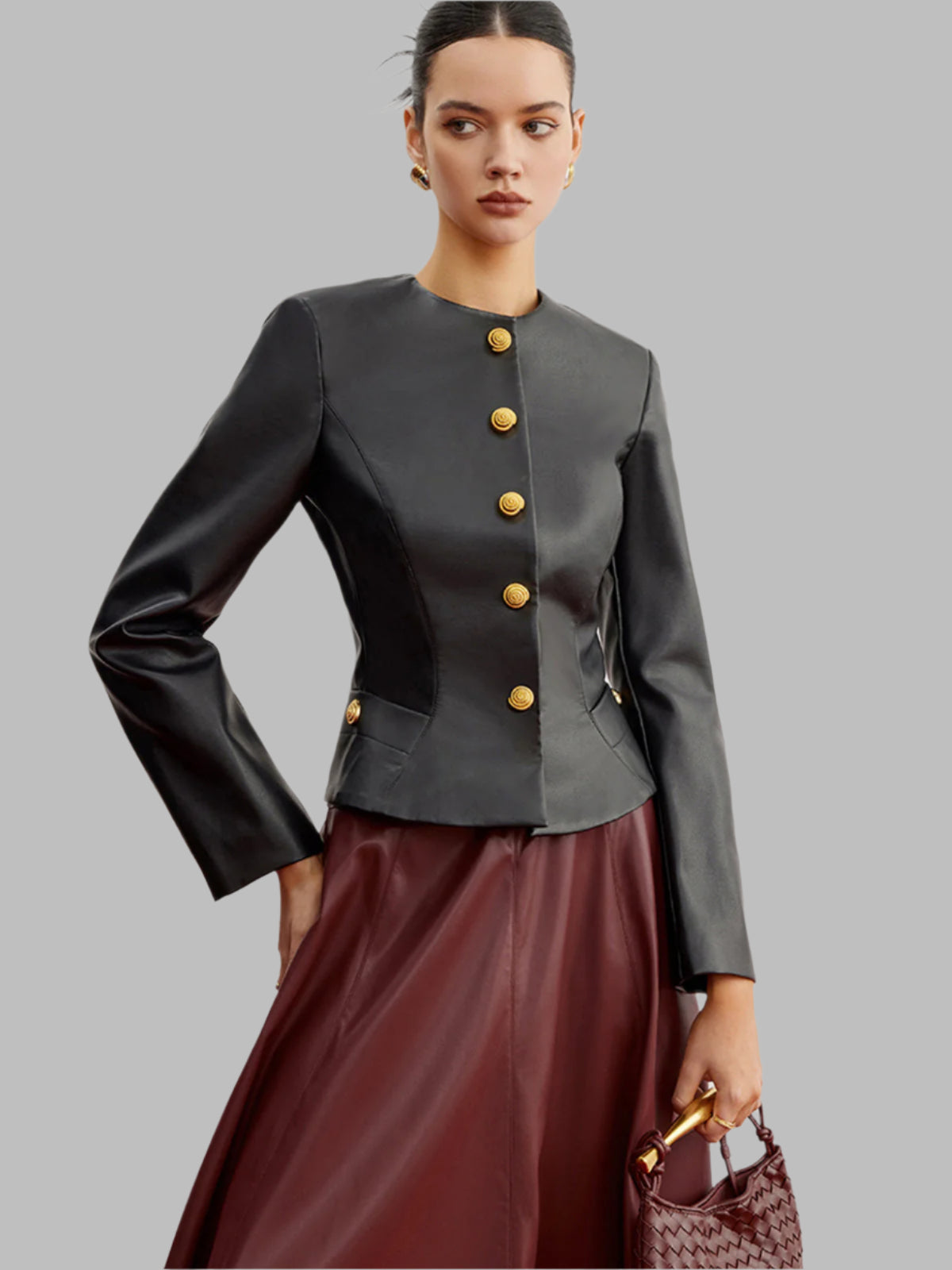 Lässige Slim-Fit Jacke aus Kunstleder