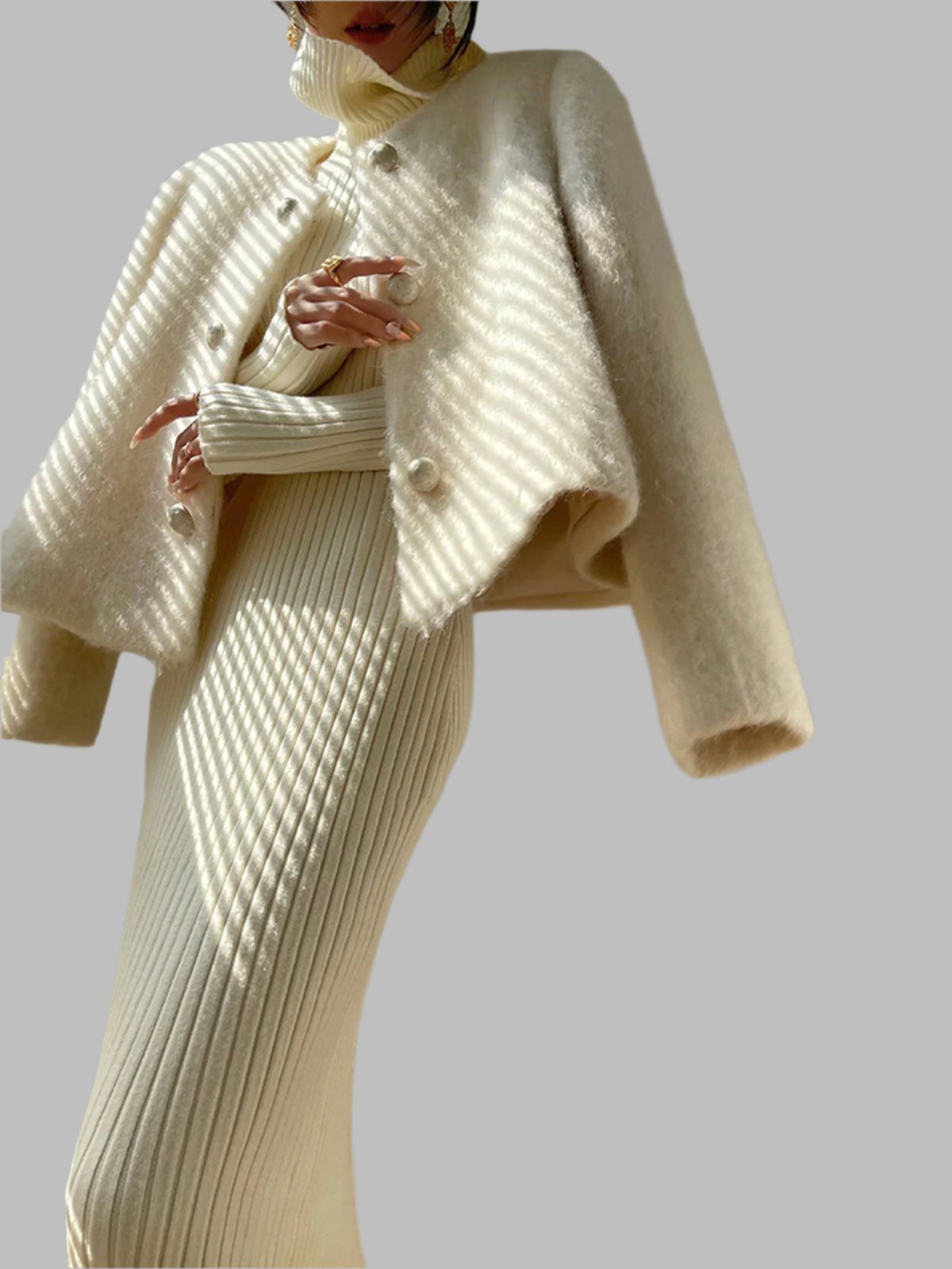 Flauschiger Kurzer Wollmantel