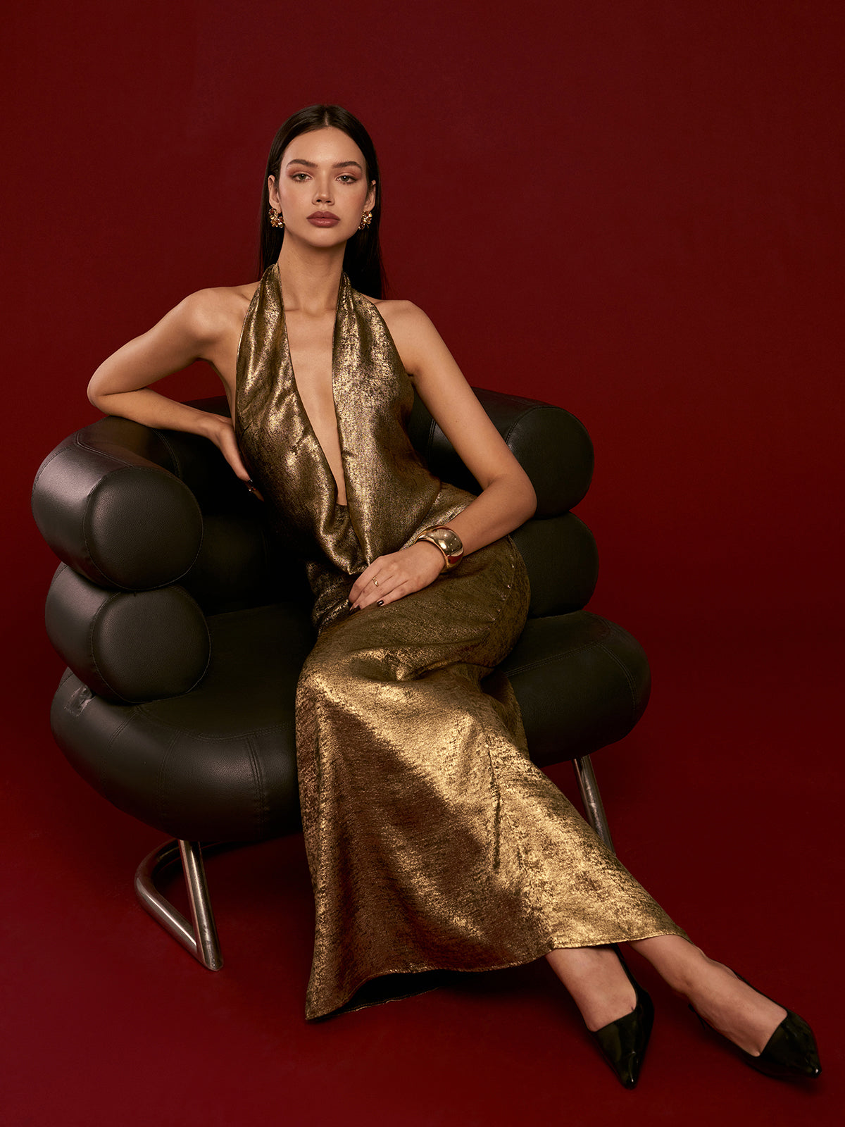 Gisele- Rückenfreies gepolstertes Halterkleid