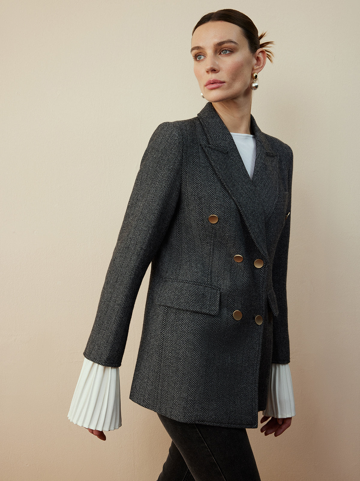 Schicker Wollmix Chevron Tweed Blazer