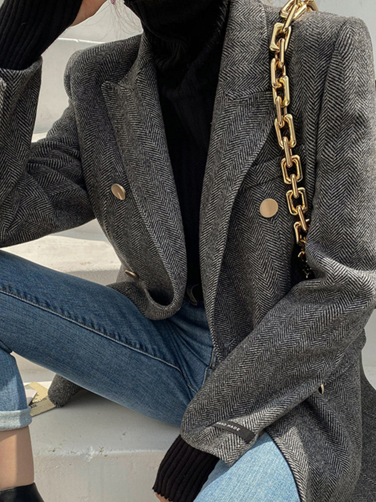 Schicker Wollmix Chevron Tweed Blazer