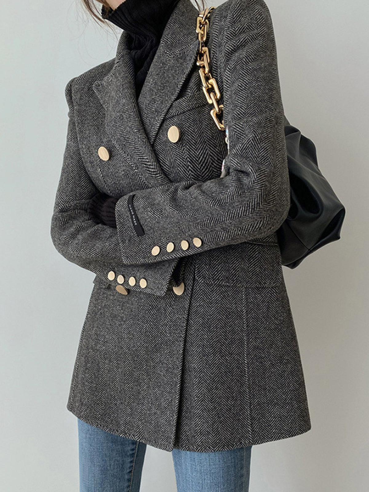 Schicker Wollmix Chevron Tweed Blazer