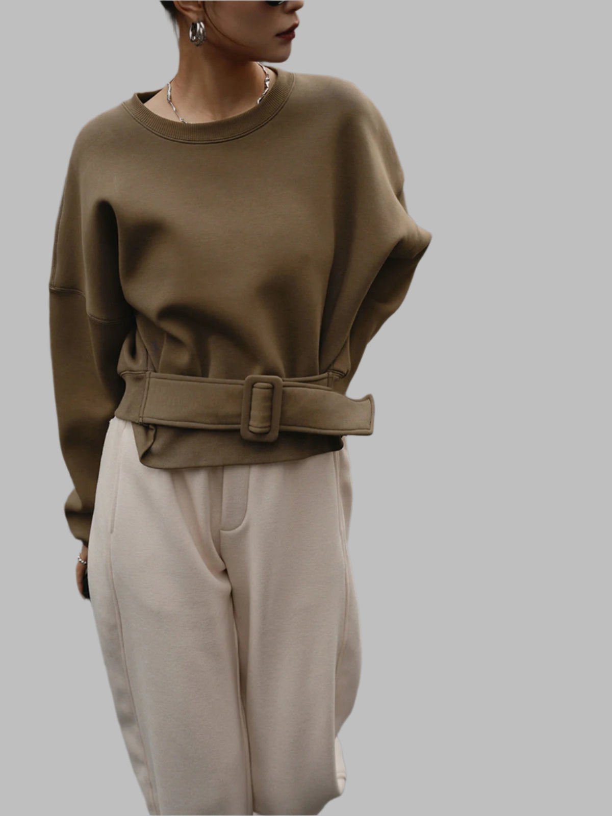 Gürtel-Sweatshirt mit Kurzarm