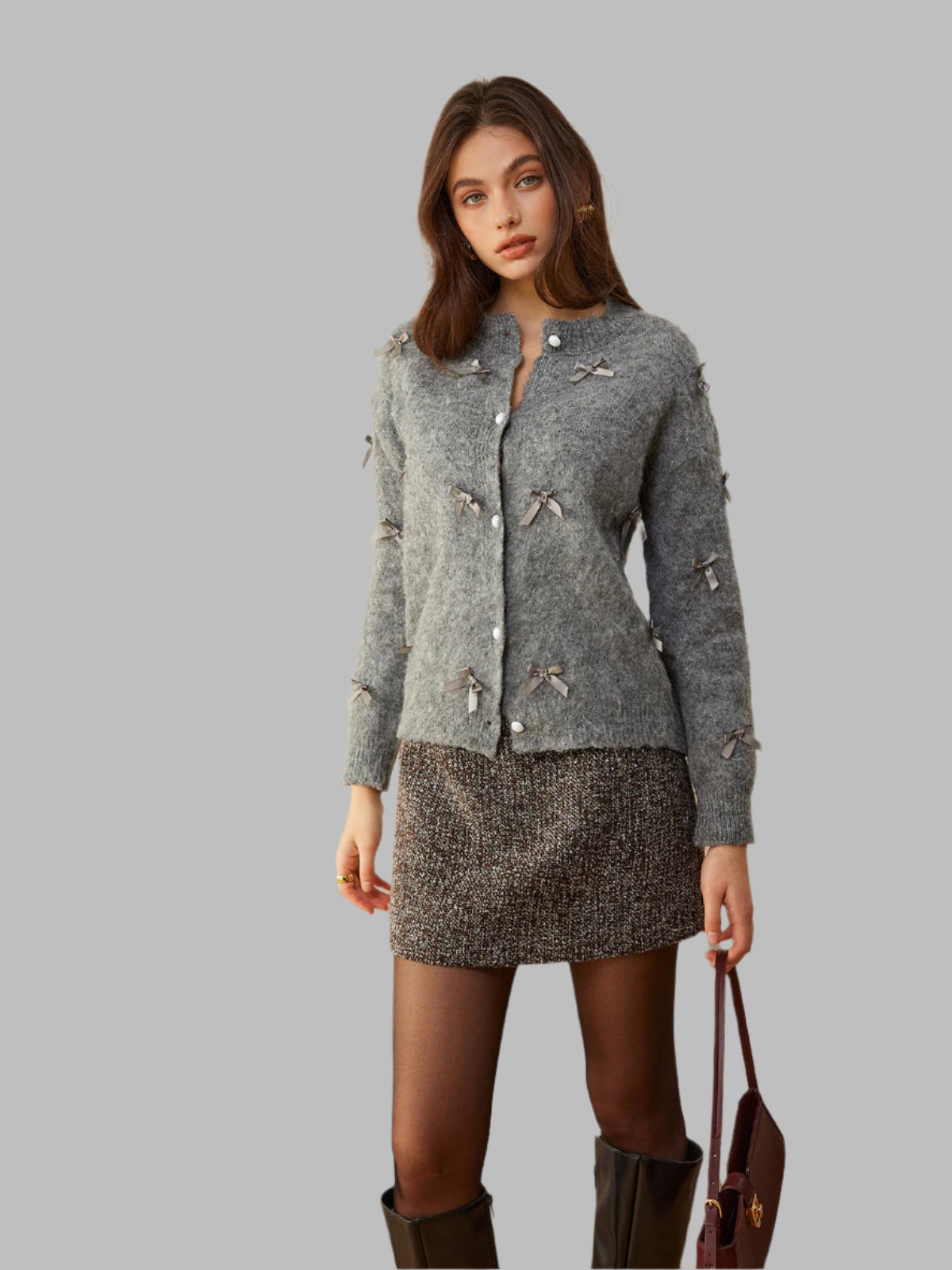 Emma - Strickjacke mit Knöpfen und Schleifen