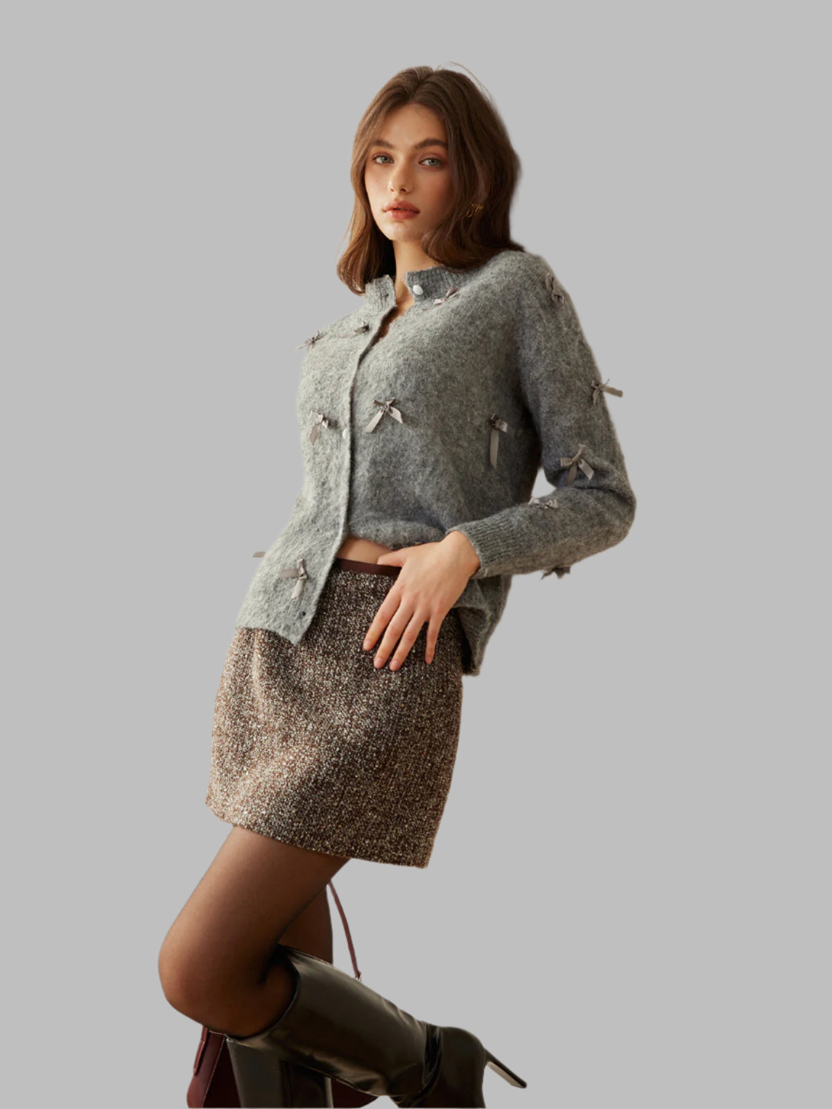 Emma - Strickjacke mit Knöpfen und Schleifen