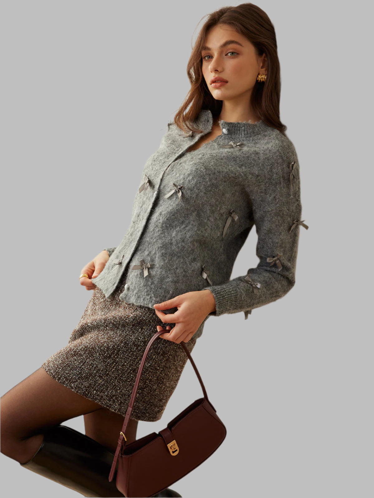 Emma - Strickjacke mit Knöpfen und Schleifen