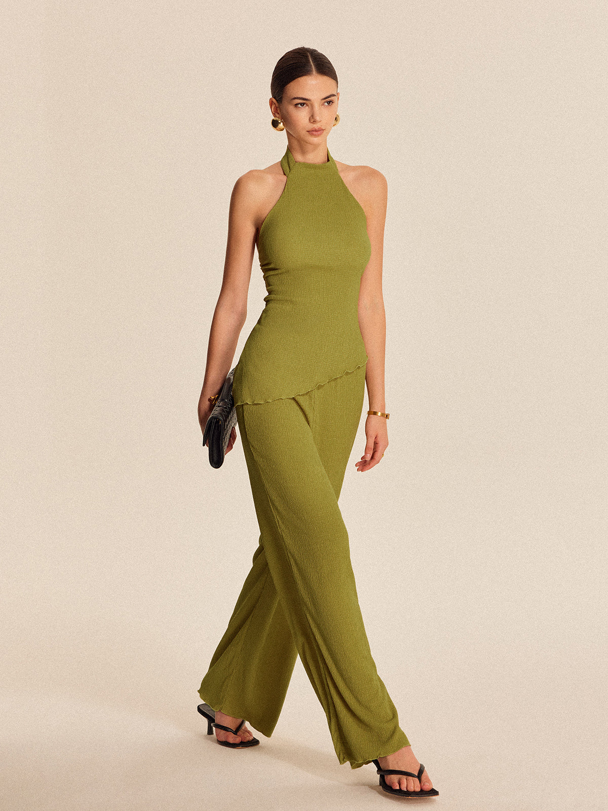 Halter-Neck Rückenfreies Hosen-Set