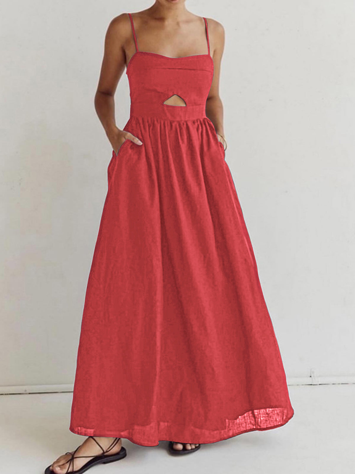 Zenata-l Sleeveless Kleid mit Taschen und Ausschnitten