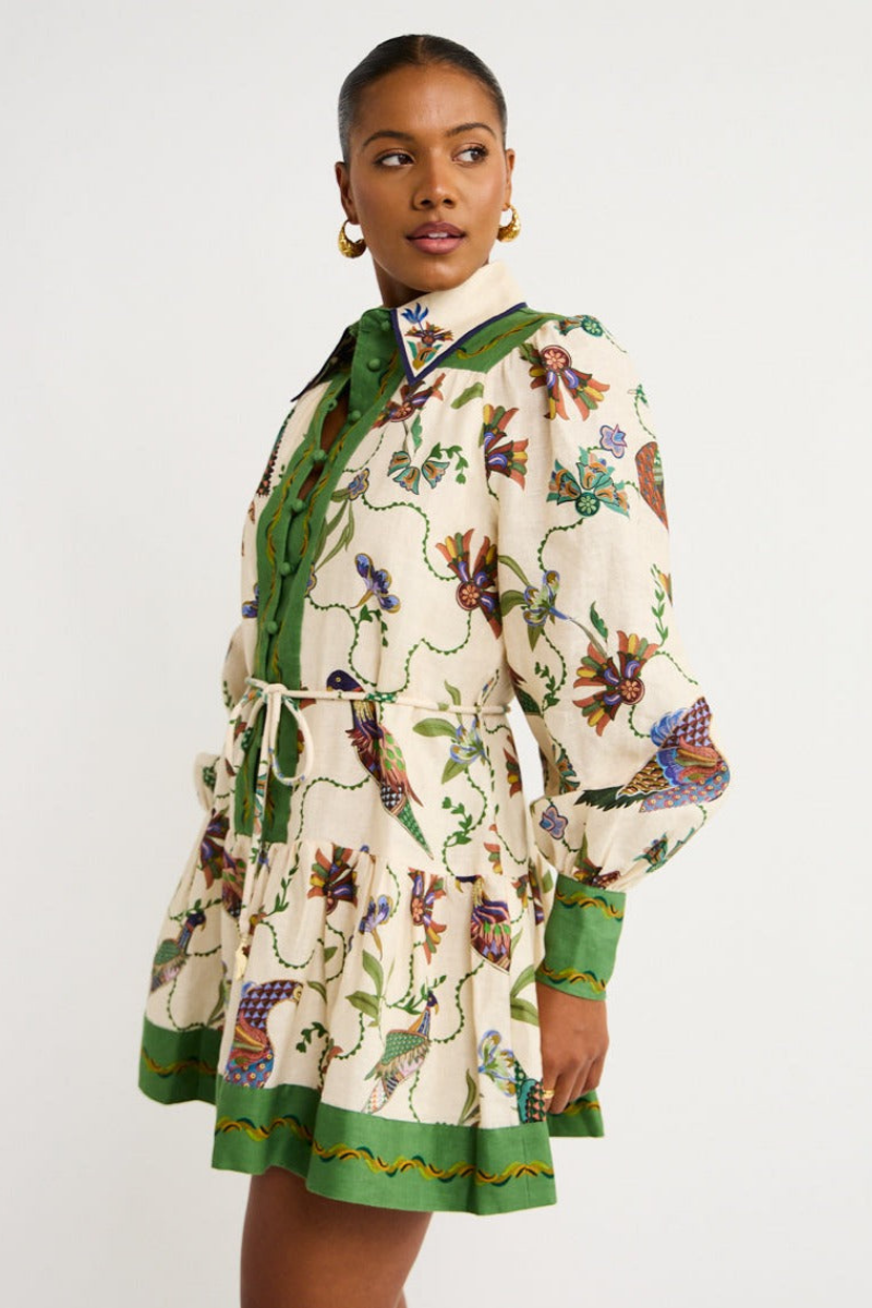 Mauricette Mini-Kleid – Boho-Chic mit Ballonärmeln