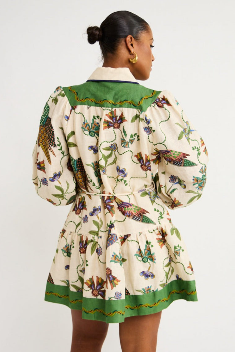 Mauricette Mini-Kleid – Boho-Chic mit Ballonärmeln