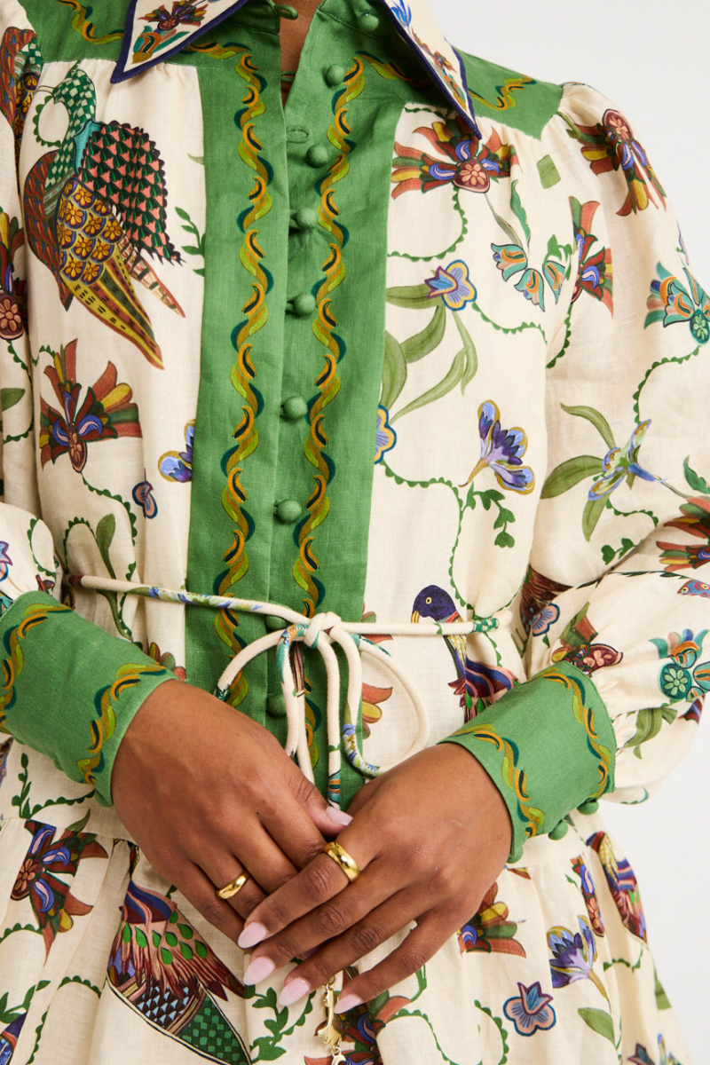 Mauricette Mini-Kleid – Boho-Chic mit Ballonärmeln