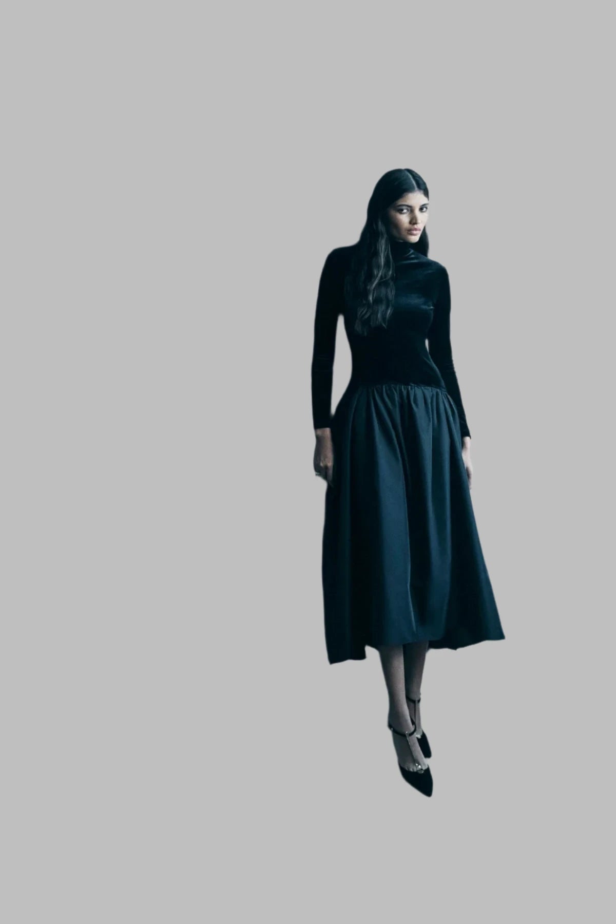 Cara-Langarm-Midi-Kleid