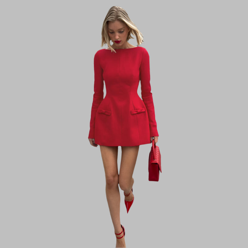 Rosa - Einfarbiges Mini-Kleid