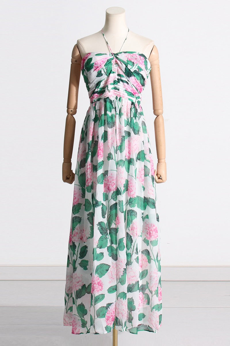 Madelaine Neckholder-Maxikleid mit Blumenmuster