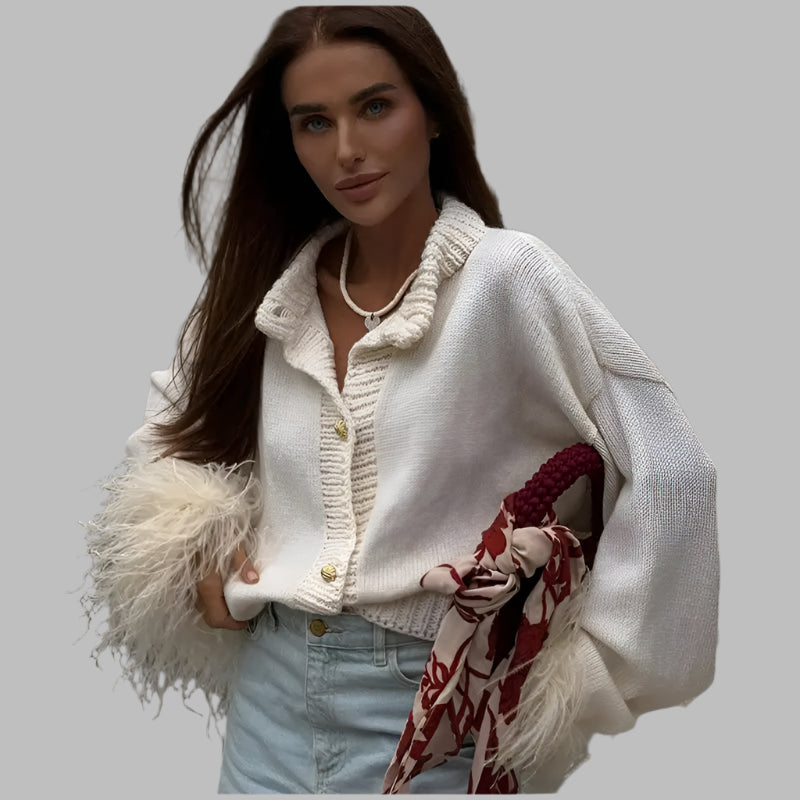 Raya- Samtjacke mit Federmanschetten