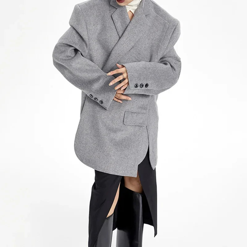 Unregelmäßiges Design Lässige Wolljacke