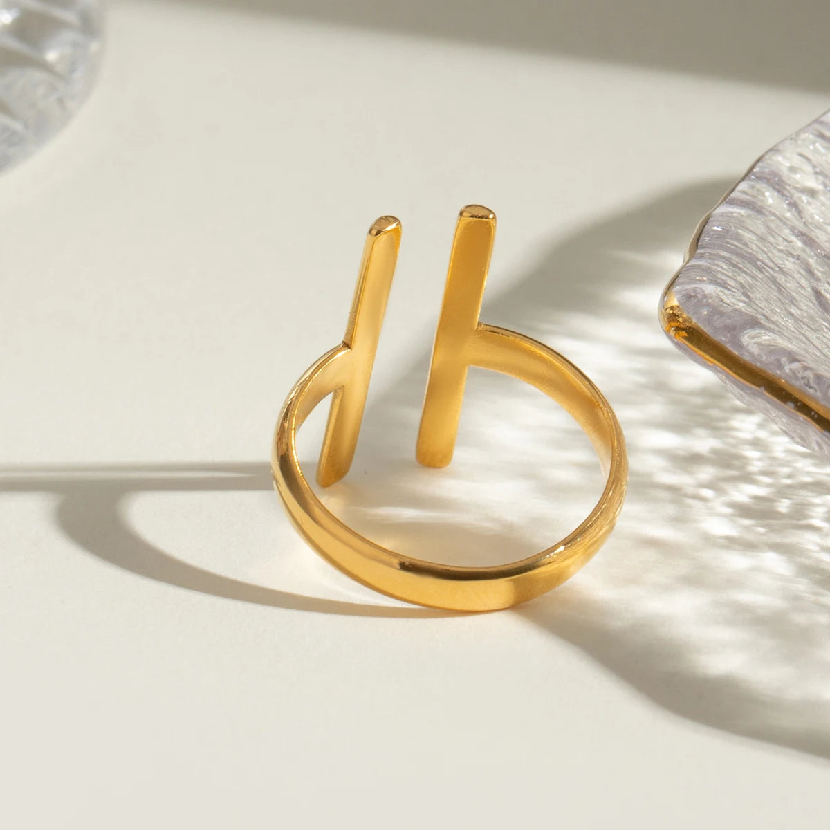 18K Gold Geometrischer Offener Damenring