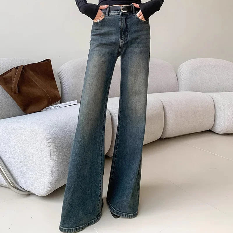 Vintage Blaue Schlagjeans für Damen