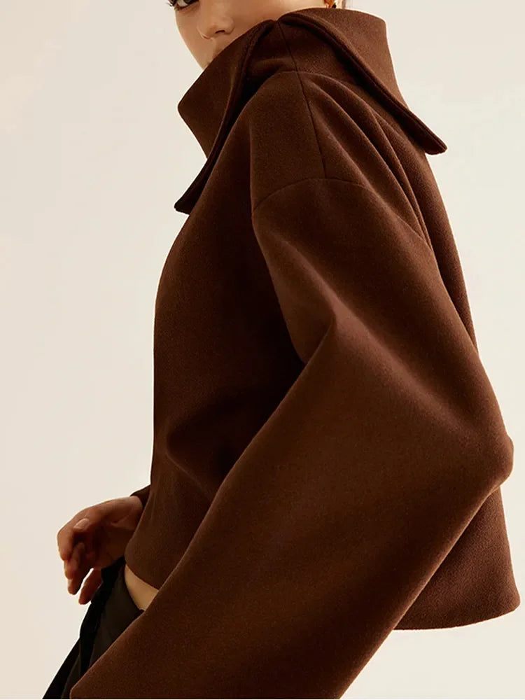 Elegante Kaffee Wollmix Pullover