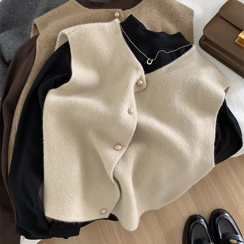 Herbst Ärmellose Strickjacke für Damen