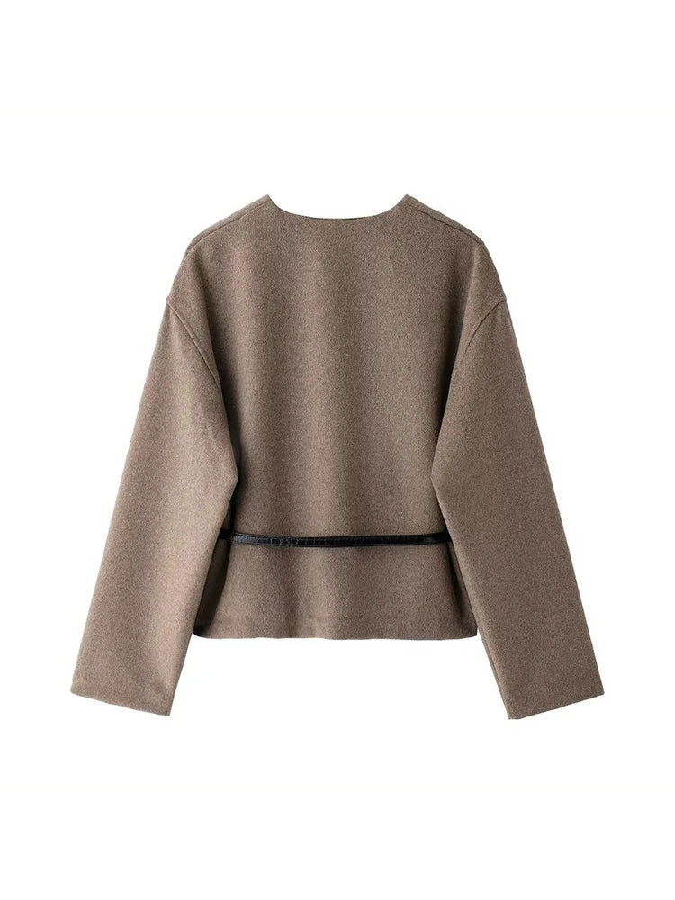 Schicke weiche Jacke mit Gürtel