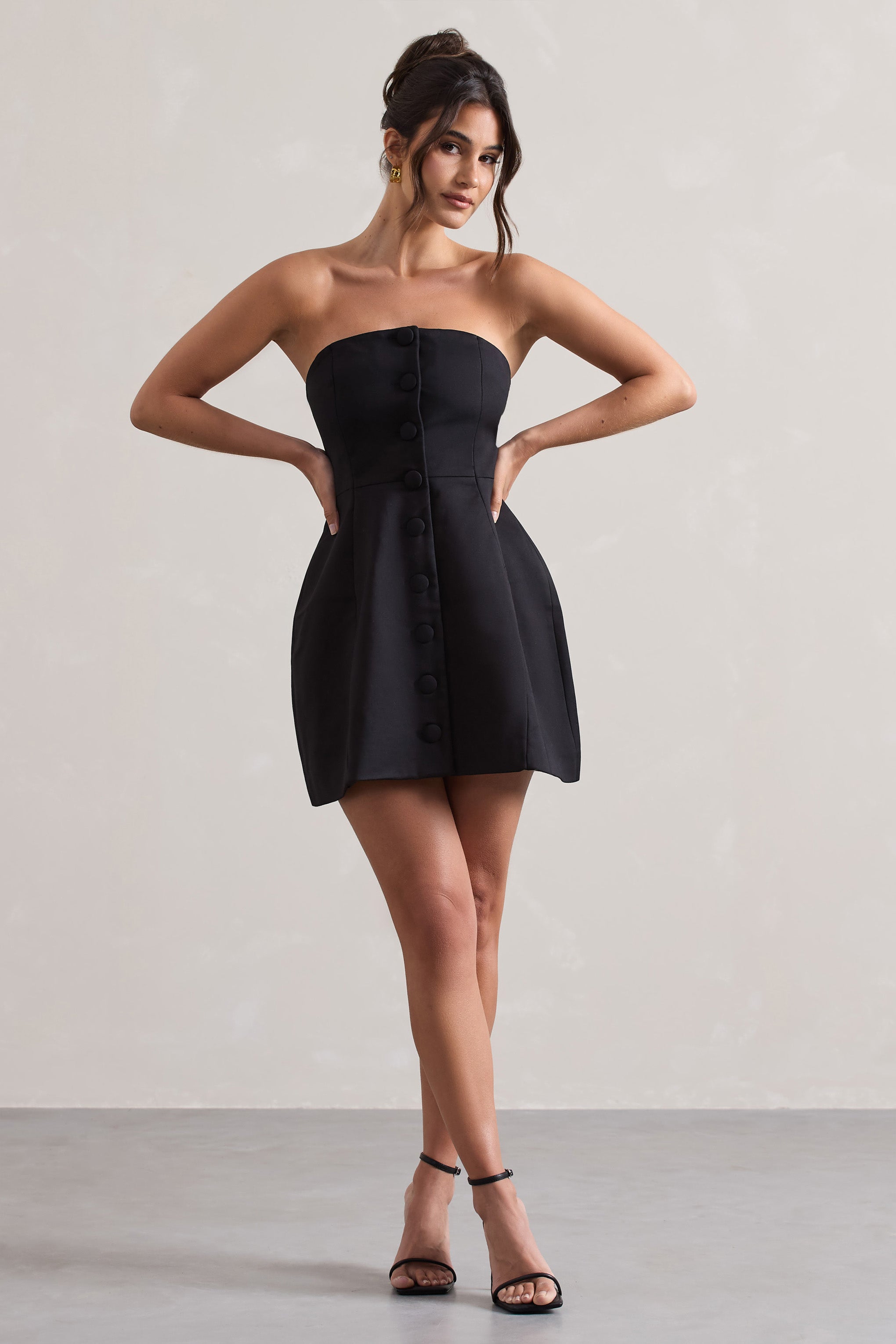 Anniston | Schwarzes Bandeau-tailliertes Mini-Kleid