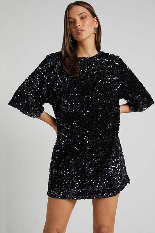 Glamouröses Rückenfreies Minikleid „Roza“ mit Funkelnden Pailletten
