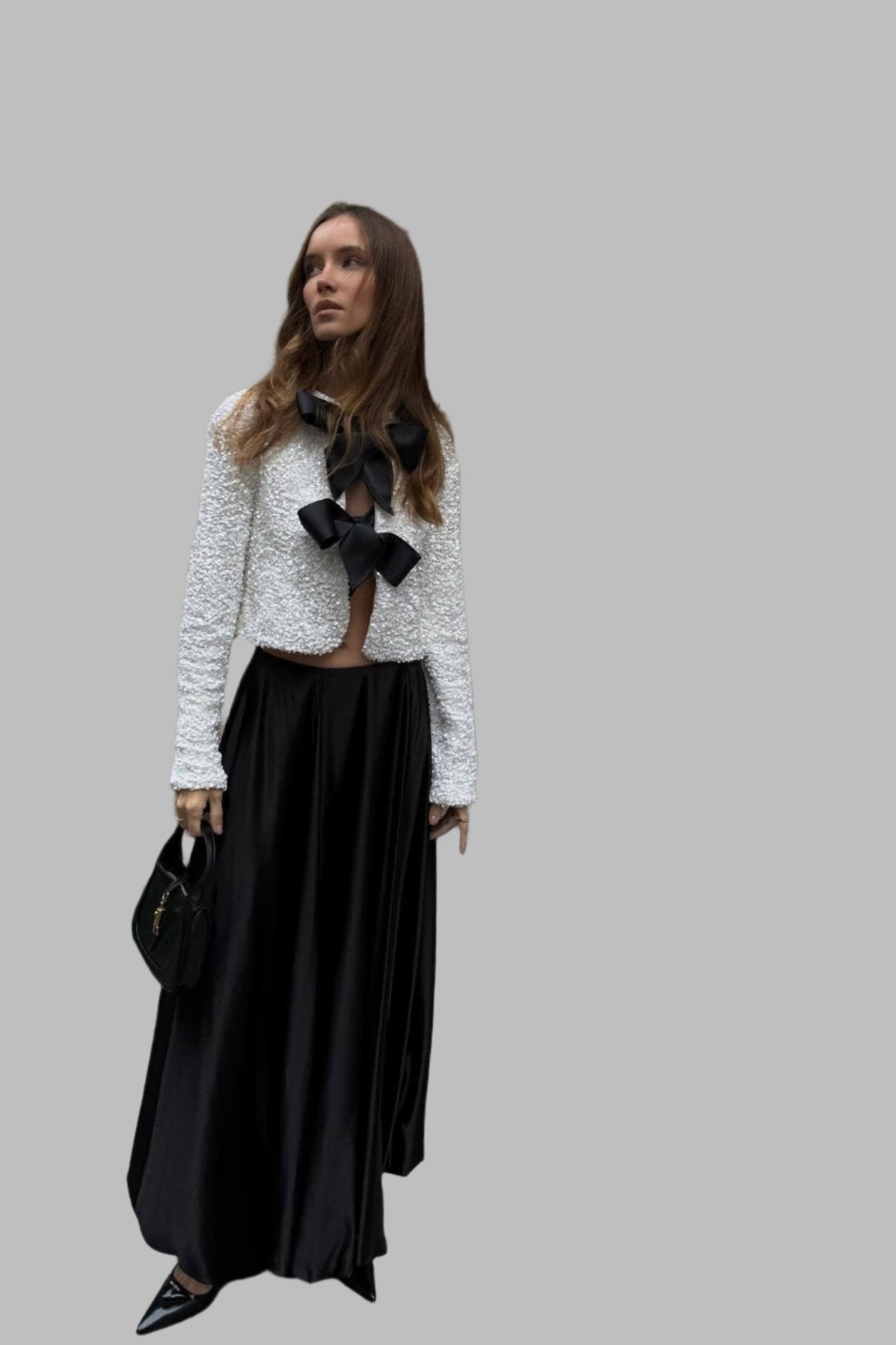 Macy- Mantel mit Pailletten und Fliege