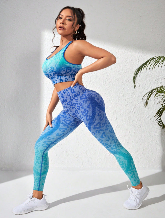 Sandra - Stilvolle und Bequeme Blaue Leggingset mit Hoher Taille