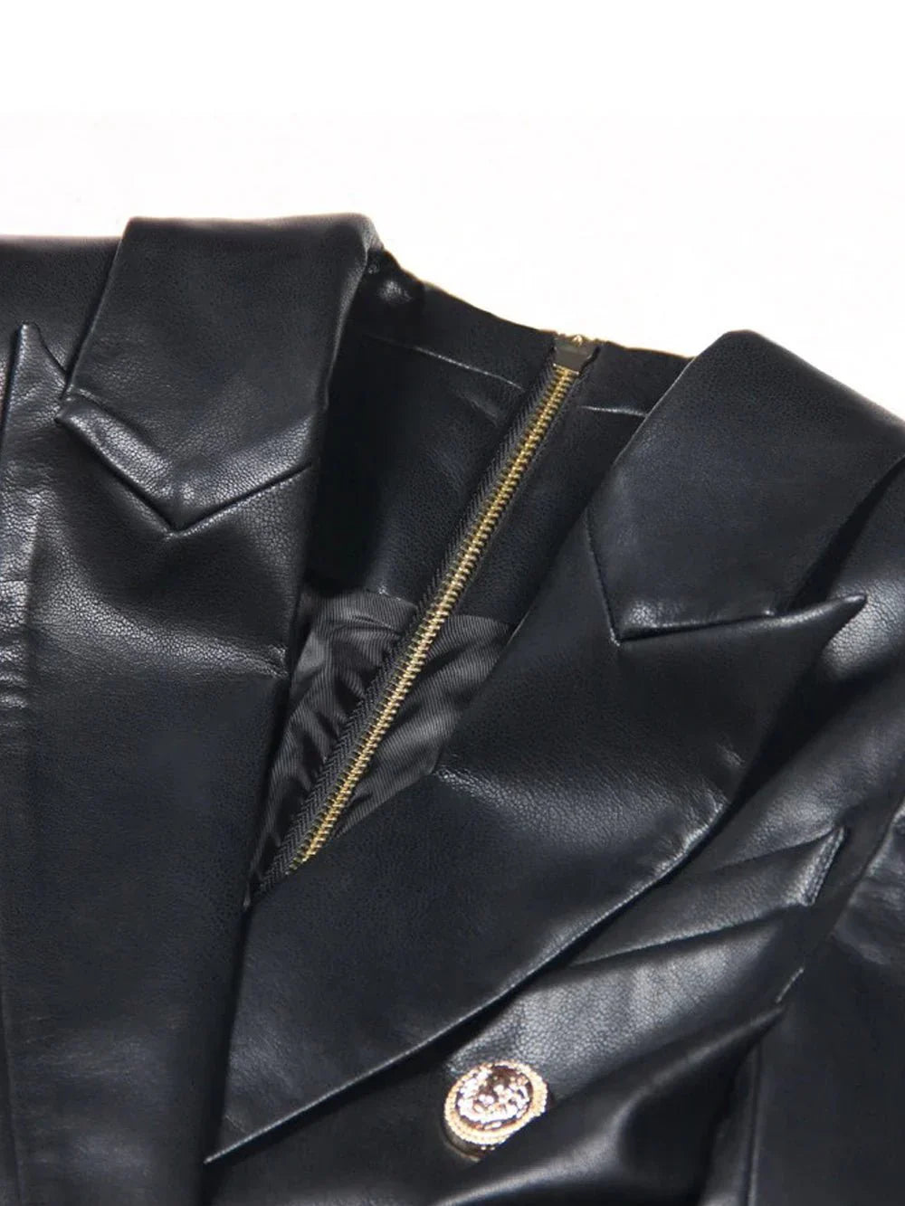 Tamara- Schwarzes Leder Blazer Kleid