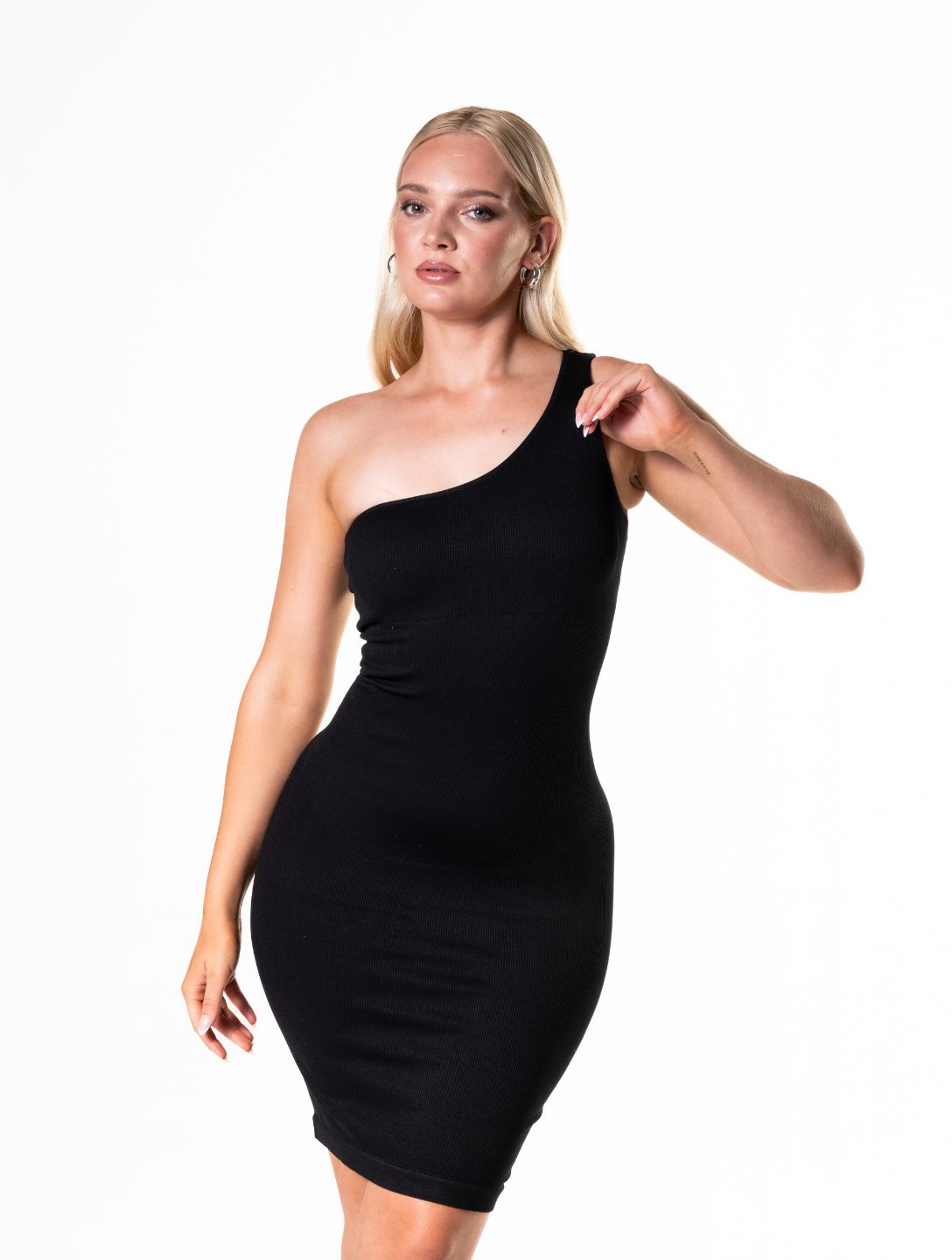 Ein-Schulter Shapewear Mini-Kleid