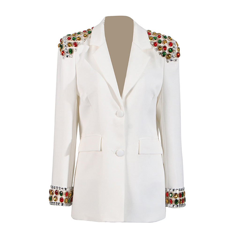 Prunkvoller mit Kristallen verzierter Reverskragen-Sakkoblazer