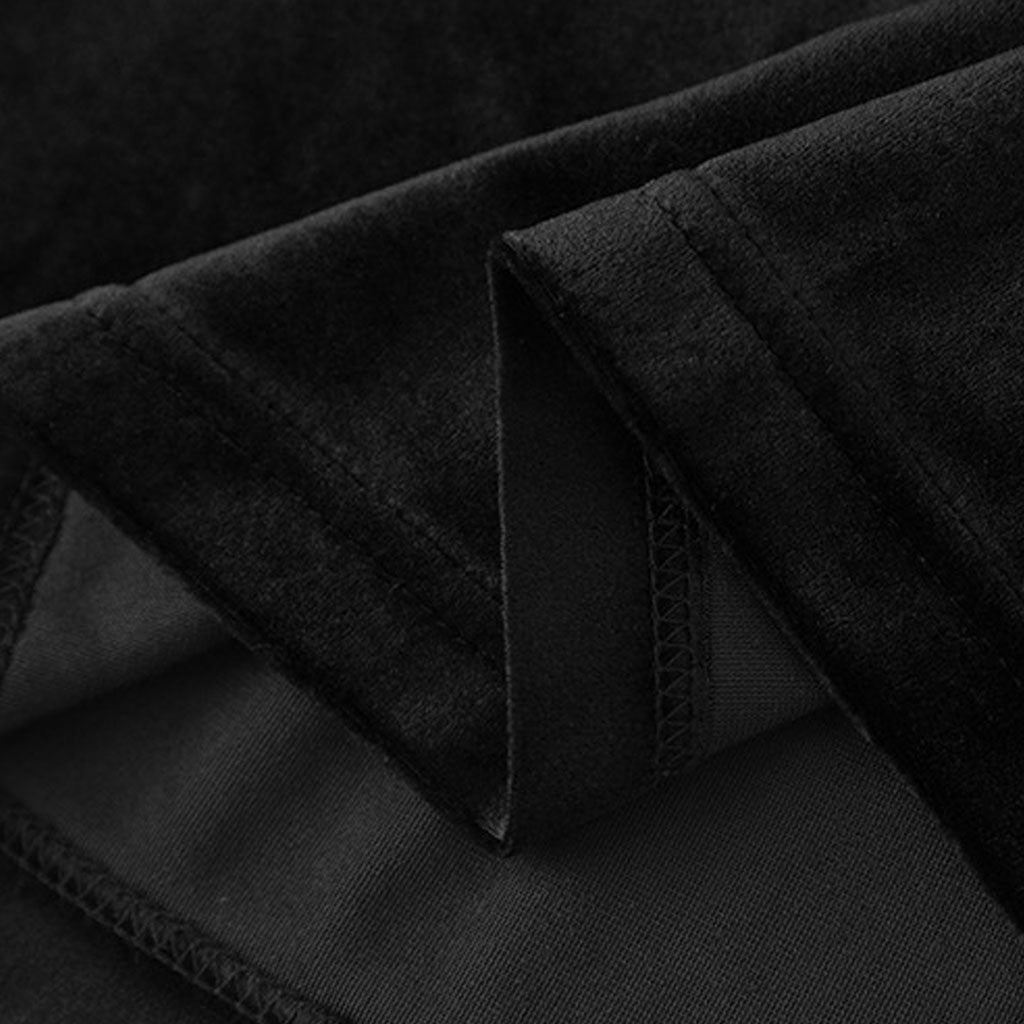 Metallische Knopf Langarm  Samt Oberteil