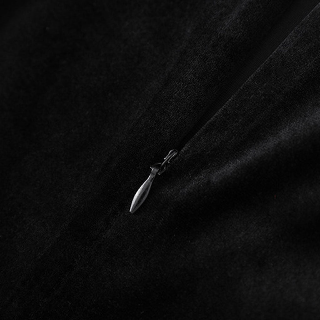 Metallische Knopf Langarm  Samt Oberteil